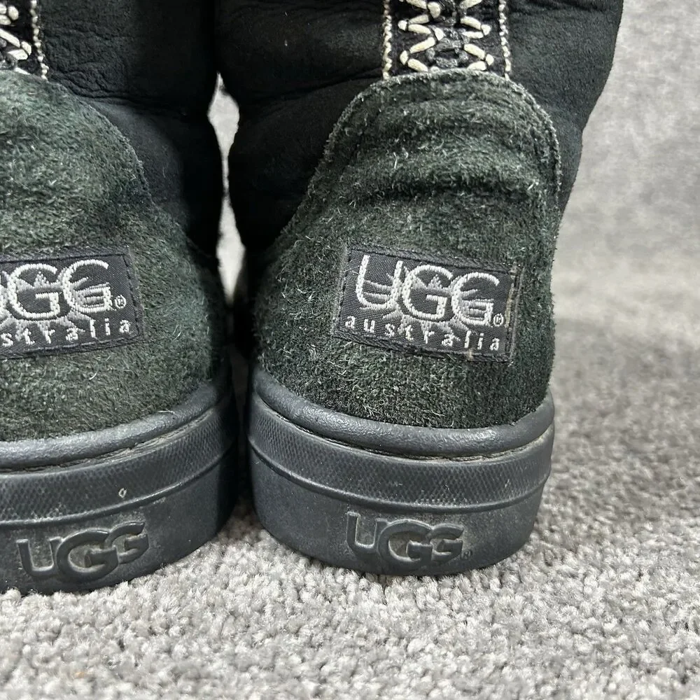 UGG Ultra Tall 5245 Women’s Size 7 Black Sheepskin Pure Wool Winter Boots Used